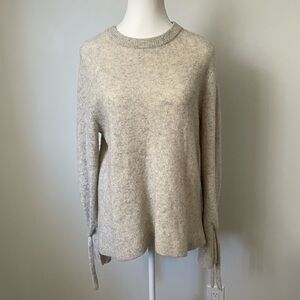 Aritzia The Group Babaton Malcorra Tie Sweater Light Grey Wool/Yak Blend Size S